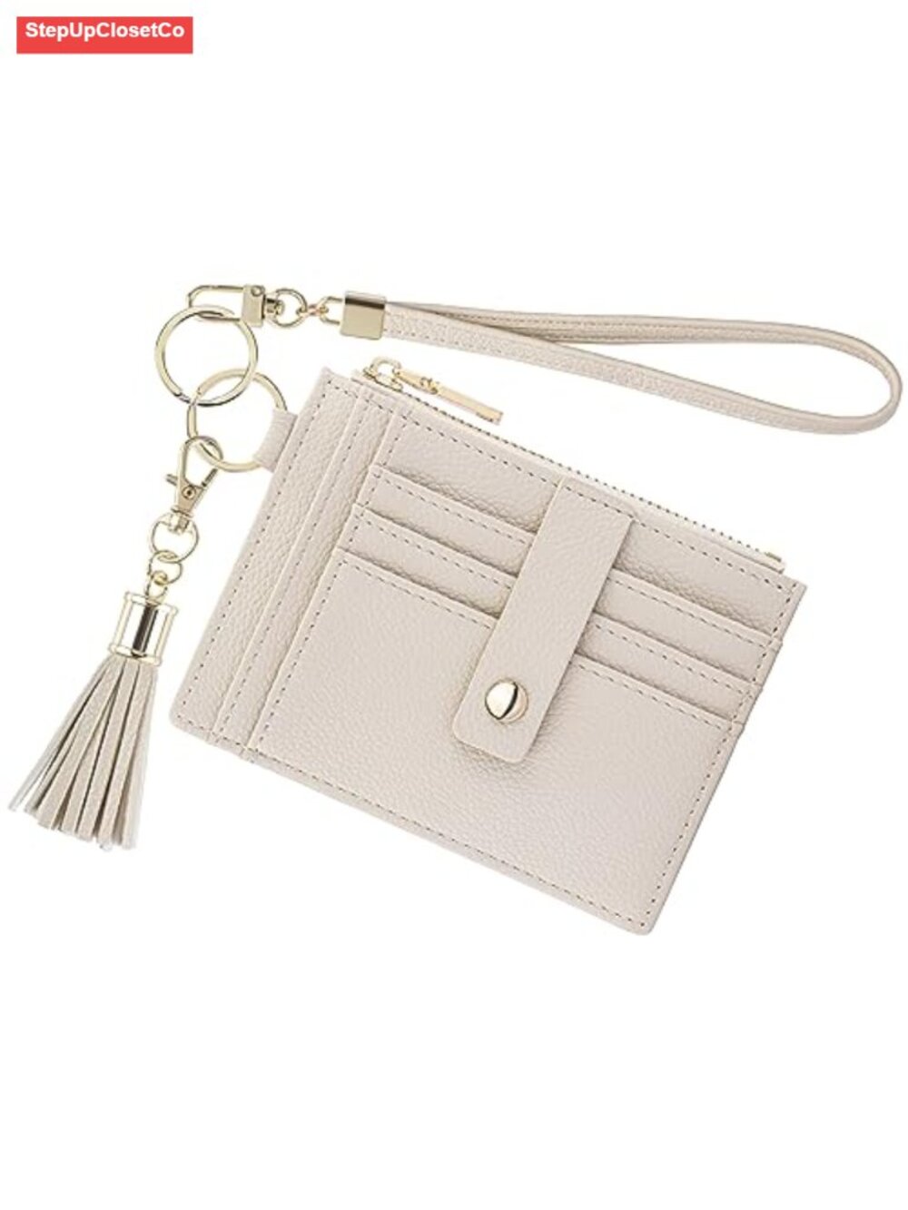 RFID Blocking Wristlet Wallet PU Leather Slim Card Holder with Keychain